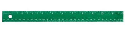 Ruler Plastic 12"  1/16" & Mm Scales