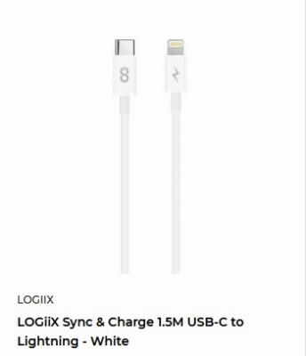 Logiix Sync & Charge 1.5M Usb-C To Lightning - White