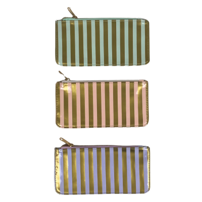 Pu Leather Stripes  Pencil Pouch