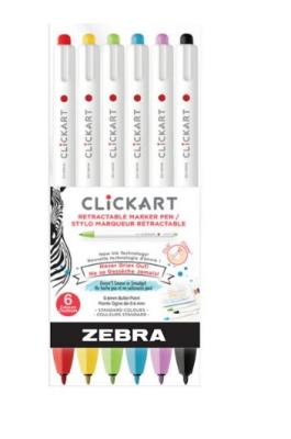 Clickart Retractable Marker 6pk