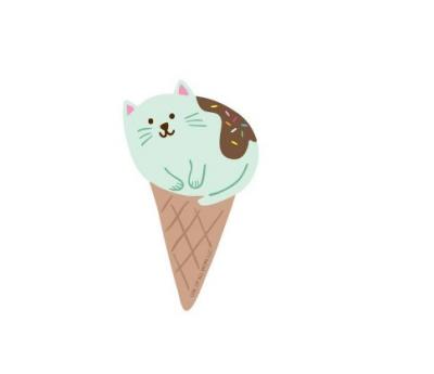 Girl Of All Work Vinyl Sticker Ice Cream Cat